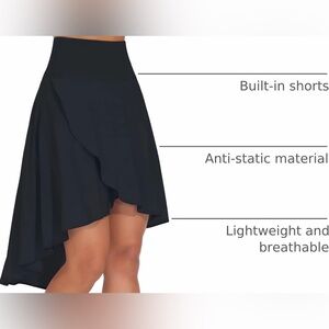 The Gym People Black High Waist Asymmetric Ruffle Skort 2XL